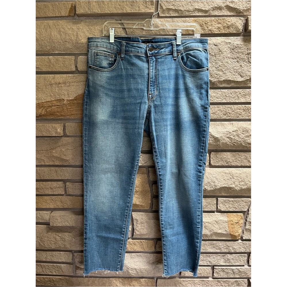 Frye Slim Straight Leg Raw Hem Jeans Denim Blue Size 14